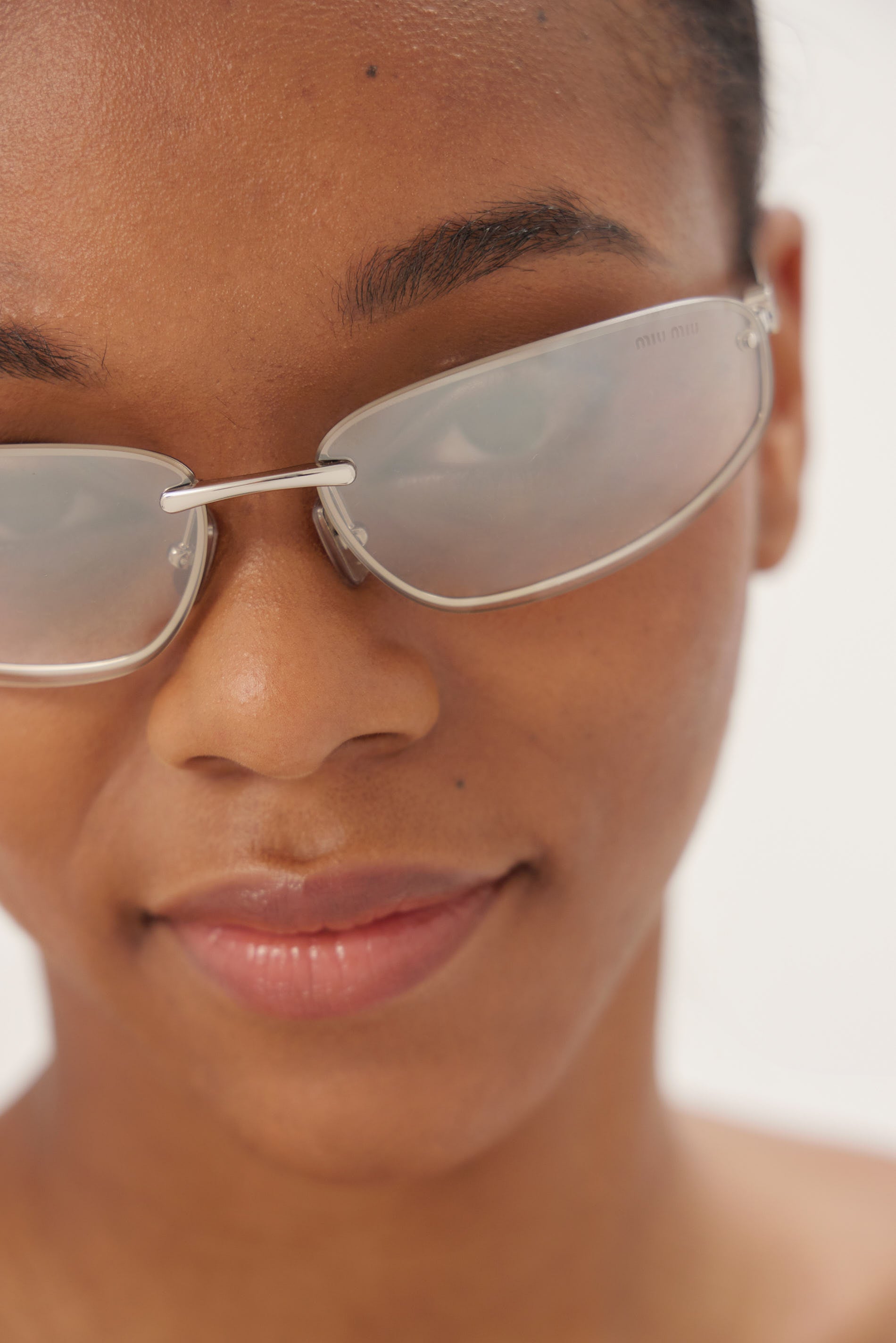 Miu Miu silver racing sunglasses 0MU A50S 1BC8H1