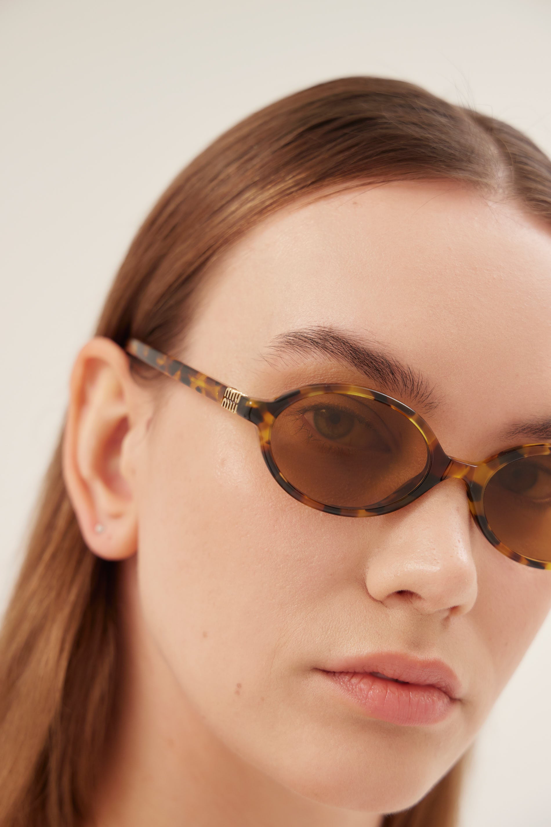 Miu Miu oval acetate havana sunglasses