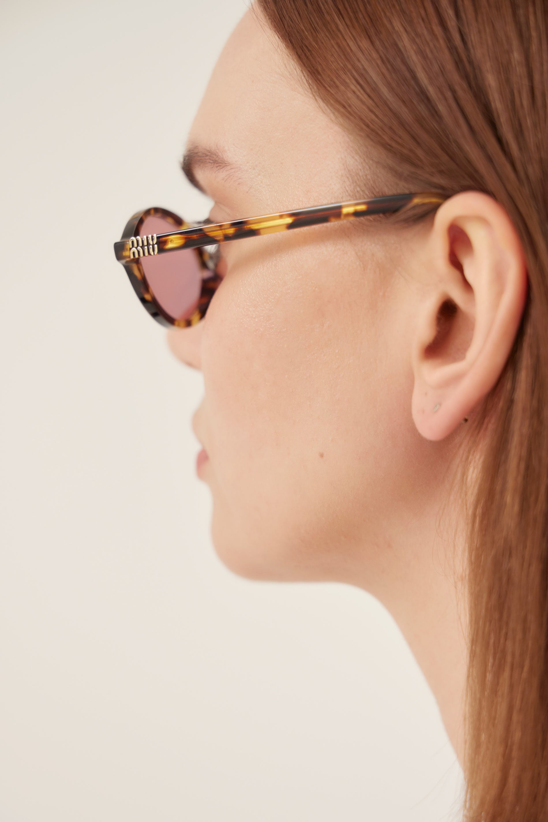 Miu Miu oval acetate brown and pink sunglasses