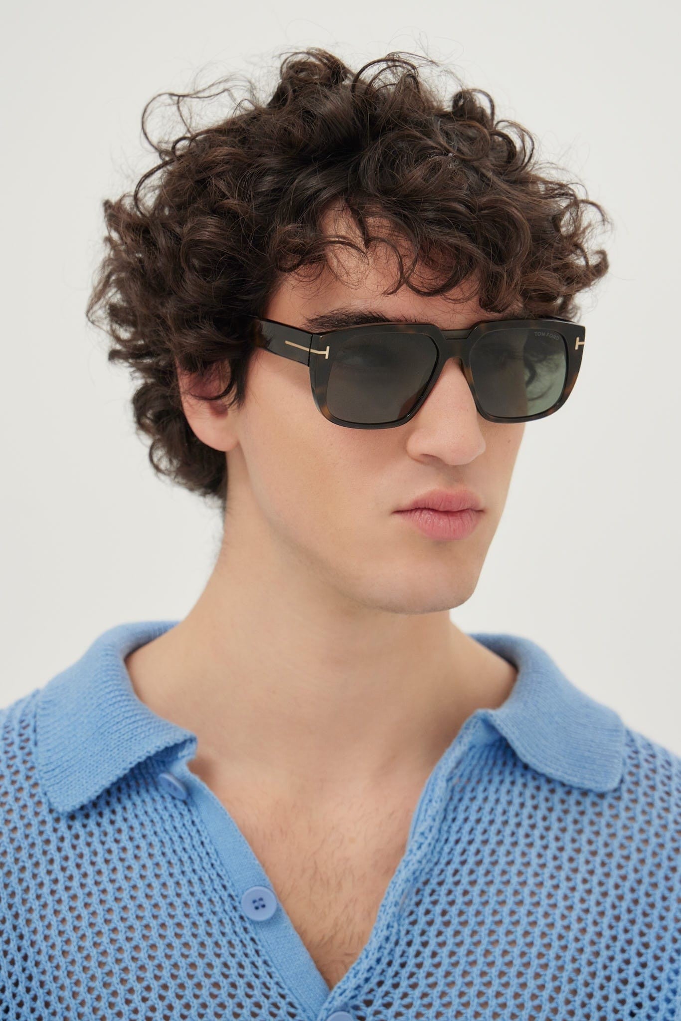 Tom Ford squared sunglasses in havana and green lenses